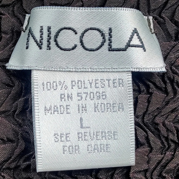 NICOLA Vintage Y2K Dark Brown Popcorn Crinkle Stretch Sleeveless Tank Top L - Picture 3 of 8